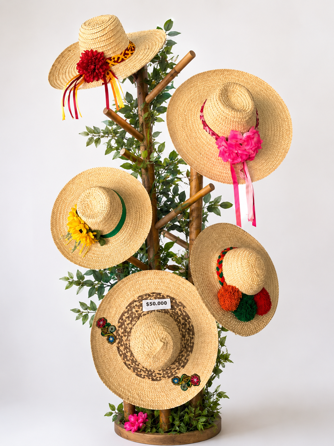 Sombrero artesanal estilo Cunday – hecho a mano por mujeres indígenas Cuindes