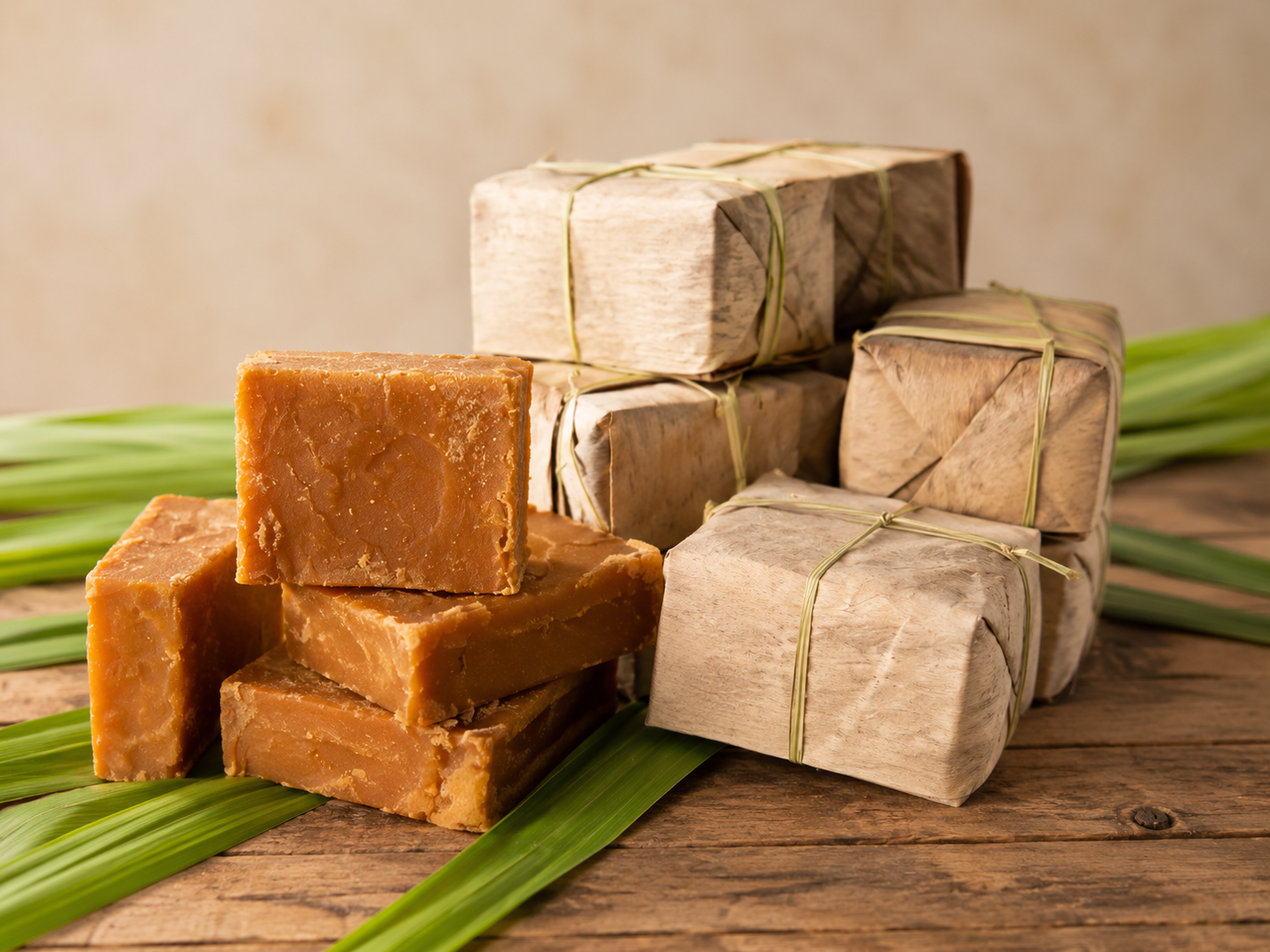 Panela artesanal envuelta en hoja de plátano – atado tradicional de 1 kilo