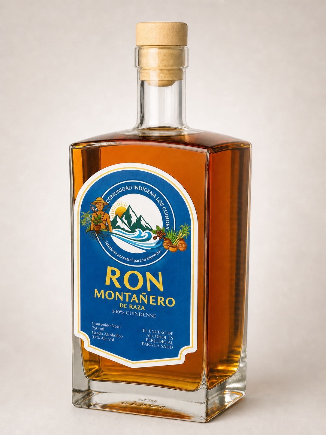 Ron artesanal 750 ml – añejado en roble con panela, miel de caña y piña